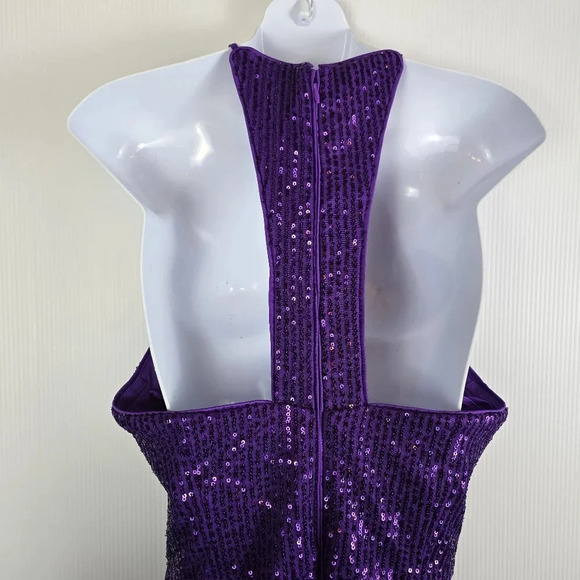 ToccinxRTR Design Collective Purple Party Sequin Asymmetrical Halter Dress Size8 - Picture 11 of 16